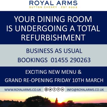 Bar Restaurant, Hotel | Sutton Cheney, Leicestershire - The Royal Arms